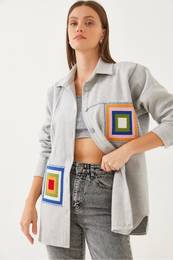 Women's Embroidered Detail Cashmere Shirt