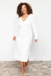 Curve White V Neck Long Mermaid Bridal/Elegant/Evening/Wedding Dress