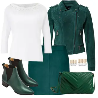 Outfit mit Schwarz Lederjacke VERO MODA "Herbstlicher Look"