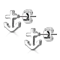 Bungsa Anker Ohrstecker silber - 1 Paar Edelstahl (Ohrringe Ohrschmuck Anchor Marine Sailing Ohrklemmen Damen Frauen Herren Mode Studs Earrings)