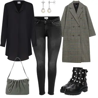 spitze Outfit mit Schwarz/Lila/Rosa Stiefel Biker Boot/MotorradStiefel/SpringerStiefel Bullboxer "Perlen Alltagsoutfit"