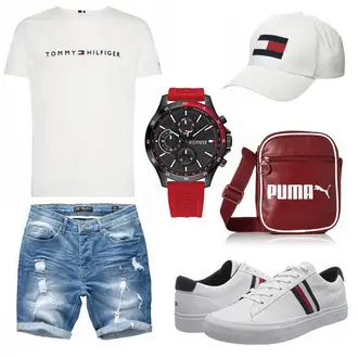 Gepunktet Outfit mit Grau Tommy Hilfiger "Sommer Outfit"