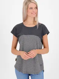 Grey women's striped T-shirt - Women's