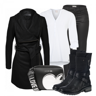 Winter Outfits mit Schwarz Jeans ESPRIT "BlackAndWhite"