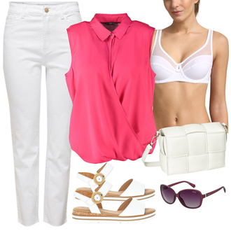 Outfit met rood Blouse Guess "Stijlvolle look voor in je vrije tijd"