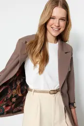 Mink Woven Lined Blazer Jacket