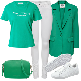 Outfit mit Grün/DunkelGrün/Türkis Mantel/Trachtenblazer/Blazerjacke/Boyfriend Blazer/Lederjacke/Longblazer/Oversize Blazer/Lederjacke für Männer/Lederjacke Only "Frühlings Outfit"