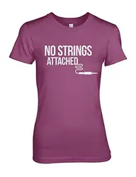 No Strings Attached Aux Audio Headphone Jack Connection Komisch I.T. Damen T-Shirt Pink Medium