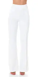 Koucla Uni Business High Waist Stoff Hose mit Schlag und Biesennaht M, Weiß