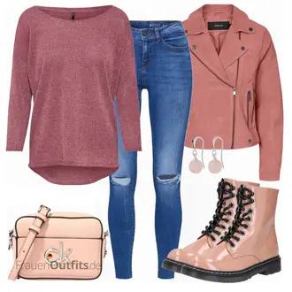 Outfit mit Dunkelrot/Rosa/Lila/Bordeaux 3/4 Bluse/Klassische Tunika/Elegante Tunika/ausgefallene tunika/Festliche Tunika/Lederjacke/Tuniken-Shirt/Bluse Große Größe/Tunika Only "Outfit für den Herbst"
