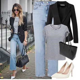 Dlouhé Outfit s Černá/Tmavě šedá Neformální Sako/Kožená Pánská Bund/Krátké Sako/Business Oblek/Smokingové sako/Kožená bunda pro muže/Elegantní Sako/Pletený Sako/Boyfriend Sako/Kožená bunda/Blejzrové Bund Fransa "Stylový outfit na jaro"