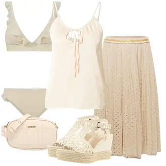 Festlich Outfit mit Beige/Braun/Khaki Short Große Größe/Kleid Große Größe/Wadenlanger Rock/Christlicher Rock/Italienischer Rock/Langer Rock/MidiRock/Moderne Rock/Standesamt Rock/Hochzeitsgast Rock/Hochzeit Rock guido maria kretschmer curvy "Schöner Sommer Look"Look: A-linie, 20er Jahre, Elegant, Festlich, Schön, Old Money, Romantisch, Trachten, Classic, 60er