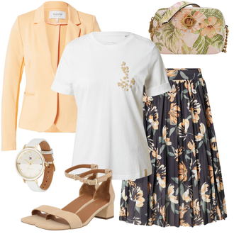 Šifón Outfit s Oranžová/Béžová/Žlutá About You "Stylová letní nálada"