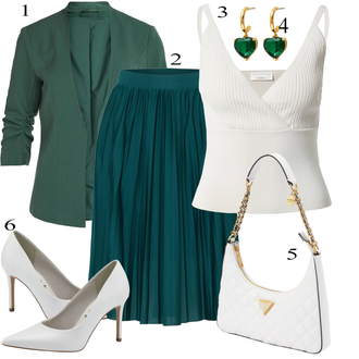 tenues avec Turquoise/Vert/Vert foncé 80s Jupe/Jupe Moderne/Jupe Plissée Courte/Jupe Italienne/50s Jupe/Jupe mi-longue/Jupe Mi-mollet/Jupe Chrétienne/Jupe de Bureau de Mariage Civil About You "tenues parfaite"
