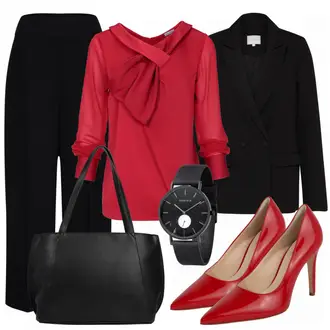 Outfit mit Rot High Heel Högl "business"