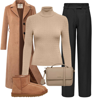 Winter Outfits Short sleeves met beige/bruin Kantoortas/MacBook tas/Draagtas/Schooltas/Notebook Tas/Laptoptas/Zakelijke Tas Burkely "Outfit voor de winter"