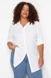 Curve White Oversize Woven Shirt