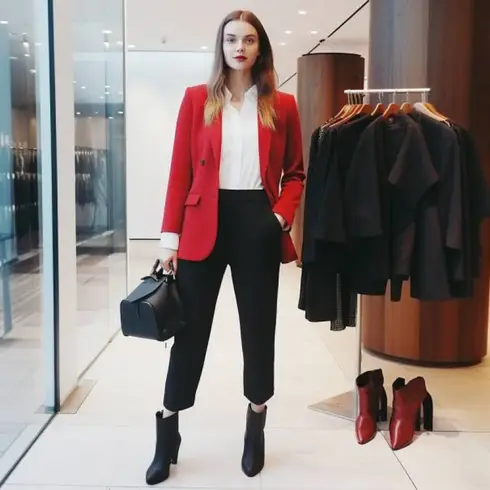 Rot Blusenblazer/Lederjacke für Männer/Lederjacke/Boyfriend Blazer/Longblazer/Oversize Blazer/Blazerjacke Pieces kombinieren