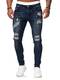 Pizoff Herren Superenge Skinny-Jeans mit Rissen an den Knien, 001130141xdunkel Blau, M