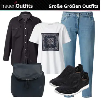Outfit mit Schwarz Sommer Sneaker/Schuh Ohne Schnürsenkel/Walkingschuh/Bequemer Schuh/Freizeitschuh/Sneaker Ballerina Donna Carolina "Plus Size Mode"
