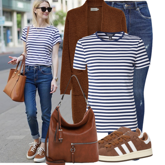 Outfit sa Plava/TamnoPlava Hlače rupa hlača/Jeggings/Traper Tajice Only "Moderni outfit za proljeće"