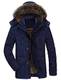 Mallimoda Herren Warme Winterjacke Parka Lang Wintermantel Mit Kunstfell Kapuze Outdoor Gefütterte Steppjacke Jacke Navy M