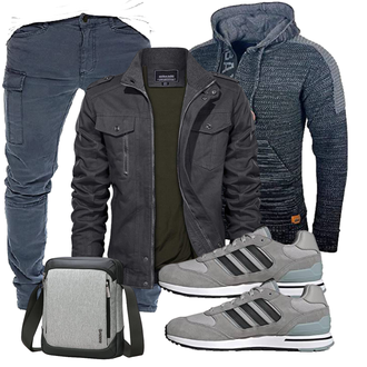 Cropped Outfit mit Blau/Dunkelblau/Grau Boyfriend Hose/Chino Hose/Löcherne Hose/Skinny Hose/Cargo-Jogginghose/Hemd Kurze Hose/Capri Yazubi "Freizeit Outfit"