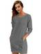 ELFIN Damen Sweatkleid Langarm Kleider Sweatshirt Dress Lässig Sportliche Longshirt Tops Minikleider mit Logodruck Herbst