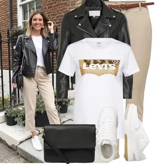 Jahreszeiten Outfits Hochzeit mit Weiß/Blau/Creme/Beige/Khaki Leder Sneaker/Sneaker Low/Sommer Sneaker/Skateschuh/Schmaler Sneaker/Vintage Sneaker/Sneaker Mit Lochmuster Nike Sportswear "Freizeit Outfit für den Frühling"Look: Strandtag, Konzert, Schule, Besondere Anlässe, Hochzeit