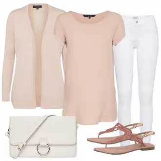 Outfit mit Weiß/Schwarz/Braun Bluse mit Lochstickerei/Bluse Oberteil/Kinderspielzeug/Schößchen­bluse/Verspielte Bluse/Volantbluse/Damen 7/8-Länge Jeans/Cropped Jeans/Schlaghose Jeans/Jeans-Culotte/Bundfaltenjeans/Formelles Hemd/Wide Leg Jean Only "Essi"