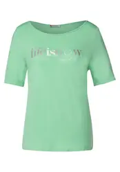 STREET ONE T-Shirt silbergrau / mint / weiß