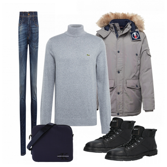 Outfit mit Schwarz Stiefel Replay "Lacoste"