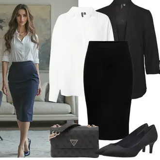Elegantan, Sportski Ljeto Outfit sa Crna Kratke hlače velike veličine/Pletivo Veći Broj/Haljina Veći Broj Only, Crna/Svjetloplava/Plava/Tamnoplava/Bijela Udobna pumpa/Poslovna Obuća/Pumpica S Visokim Prednjim Dijelom/Pumpa na Niskoj Peti Tamaris "Proljetni Outfit"Look: Burleska, Preodjeven, Šik, Poslovni, Elegantan, Old Money, Ured, Stil, Chic