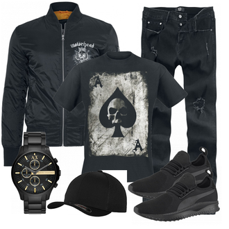 Outfit mit Schwarz/Weiß Uhr Armani Exchange "MOTORHEAD"