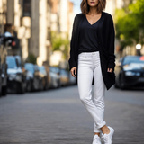 Boyfriend Jeans Outfits Weiß für Damen image