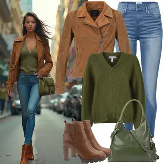 outfit mit Zelena/Rjava/Temno zelena/Svetlo zelena/Khaki Pulover Nicki/Fini Pleteni Pulover/Polo Pulover/Pleteni Pulover/Pulover z Izrezom/Kratek Pulover/Črtasti Pulover/Osnovni Pulover/Pulover Carmen/Preprost Pulover Marc O'Polo "Modni pomladni outfit"
