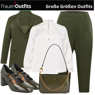 Elegante Outfits Satin mit Weiß/Rosa Bluse und Tunika/Bluse Große Größe/Bluse mit Trichterkragen/Bluse mit Stehkragen/Außergewöhnliche Bluse guido maria kretschmer curvy "Eleganter Look für Mollige"