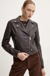 Usnjena biker jakna enska, rjava barva, 103901 Y6WL