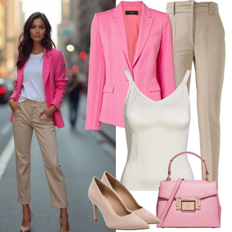 Tenues d'Affaires avec Beige/Kaki Pantalon Stretch/Pantalon à Enfiler/Pantalon Droit/Pantalon Business/Pantalon en Mousseline/Pantalon Taille Haute/Pantalon Froissé/Pantalon Moulant/Pantalon de Costume/Pantalon en Bengaline/Pantalon Chino/Pantalon Slim/Pantalon avec Fente Matinique "Tenue élégante pour le printemps"