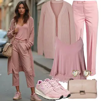 Outfit met Khaki/Donkerbruin/zwart/Donkergroen/roze Tweed Broek/Mousseline Broek/Boyfriend Broek/Linnen Broek/Traditionele Broek/Geplooide broek/Baggy Broek/Broek met Plooien/Gekreukte Broek/Kostuumbroek/Zakelijke Broek Aaiko "Lentekleding"
