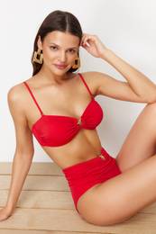 Red Strapless Premium Accessorized Mix&Match Bikini Top