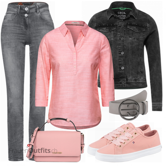 Outfit mit Rosa/Beige/Blau Sneaker Tommy Hilfiger "Toller Look für den Frühling"