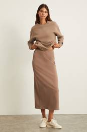 RIYA Women's 100% Organic Cotton 3 Thread Non-Rising Maxi Mink Skirt