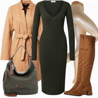 Herbst Outfits mit Beige Strumpfhose Falke "Elegantes Herbst Outfit"