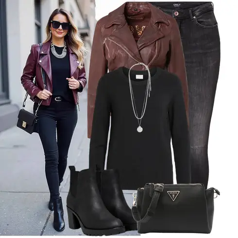 Schwarz Chelsea Boot/Stiefelette Lederjacke/Leder Stiefelette/Gefütterte Stiefelette/GummiStiefelette Only kombinieren mit Grau/Silber Schmuck Collier/Feine Kette/Reich verzierte Halskette/Statement-Kette Pilgrim