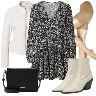 Cowgirl Outfit mit Weiß/Beige/Rot/Braun/Creme Leder Stiefelette/SommerStiefelette/Vintage Stiefelette/CowboyStiefel/Western Stiefelette/Spitzer Stiefel Karolina Kurkova Originals "Florales Alltagsoutfit"Look: Uni, Coole, Cowgirl, Elegant, Schön, Old Money, Unisex, Western