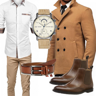 Outfit mit Braun Wintermantel/Winter Parka BOLF "Buro outfit"