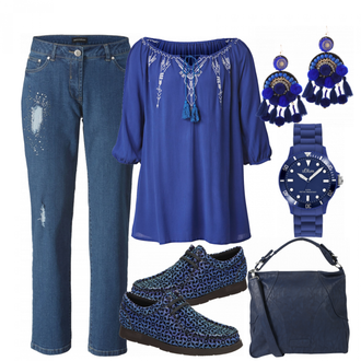 Outfit mit Blau Schuh Sioux "Juna"