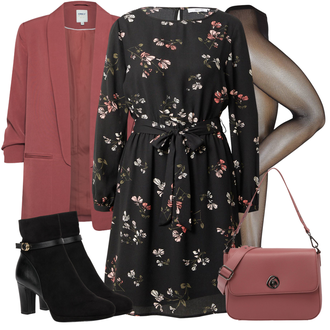 Midi Outfit mit Schwarz/Rosa/Orange Kleid Große Größe/Tunika About You "Modisches Abend Outfit"