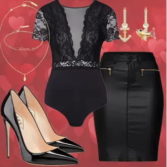 Party Outfits Silvester mit Schwarz Damenunterwäsche und Badebekleidung/Badeanzug Große Größe Pieces "Sexy Valentinstag"Look: Wasen, Geburtstag, 40 Geburtstag, Pop Konzert, Firmenfeier, Strandtag, Silvester, 60 Geburtstag
